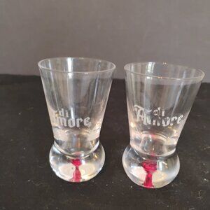 Di Amore Red Blown Bubble Shot Glasses, set of 2